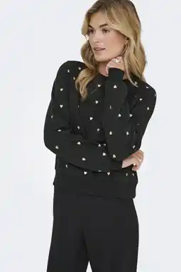 Wehkamp ONLY sweater met hartjes zwart aanbieding