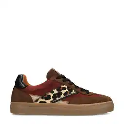 Wehkamp Manfield suède sneakers bruin/panter aanbieding