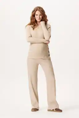 Wehkamp Noppies maternity flared highwaist zwangerschaps flared broek ecru rib gebreid aanbieding