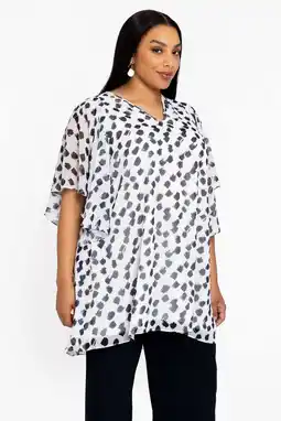 Wehkamp YOEK oversized gestreepte tuniek Plus Size - beige aanbieding