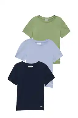 Wehkamp s.Oliver T-shirt - donkerblauw/lichtblauw/groen (set van 3) aanbieding