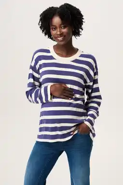 Wehkamp Noppies maternity zwangerschaps gestreepte longsleeve blauw aanbieding