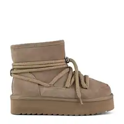 Wehkamp Colors of California Platform mountain look gevoerde suède veterboots taupe aanbieding
