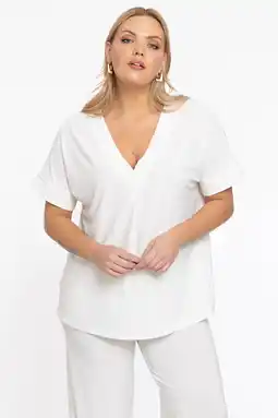 Wehkamp YOEK rechtvallend tuniek Plus Size - beige aanbieding