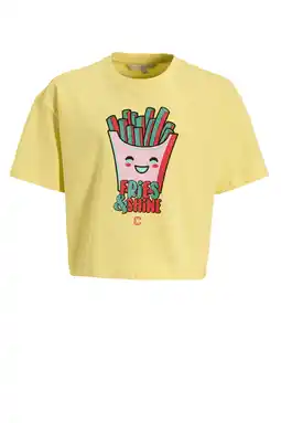 Wehkamp Coolcat T-shirt met printopdruk Rihanna lichtgeel aanbieding