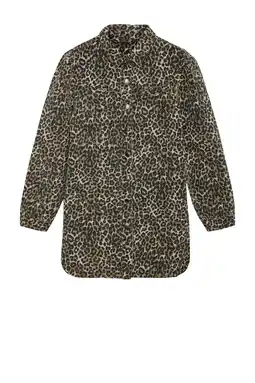 Wehkamp Indian Blue Jeans denim blousejurk met panterprint bruin aanbieding