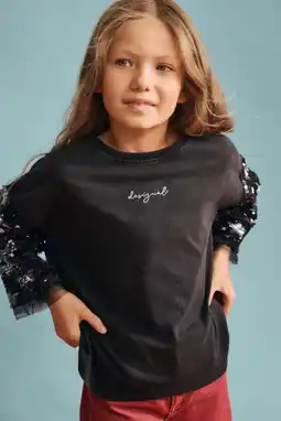 Wehkamp Desigual longsleeve zwart met pailletten aanbieding