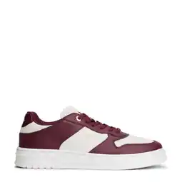 Wehkamp Tommy Hilfiger leren sneakers roodbruin/wit aanbieding