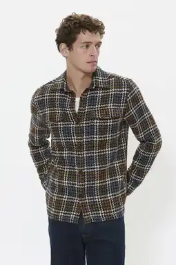Wehkamp Matinique geruit overshirt met wol bruin aanbieding