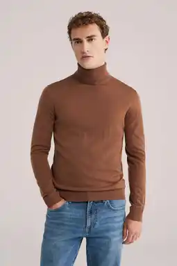Wehkamp WE Fashion coltrui met wol fijn gebreid bruin aanbieding