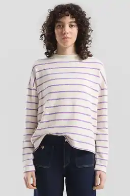 Wehkamp QS gestreepte pullover ecru aanbieding