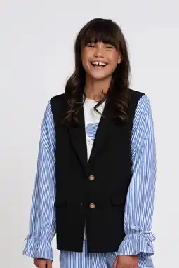 Wehkamp NIK&NIK blazer met gestreepte mouwen zwart/blauw aanbieding