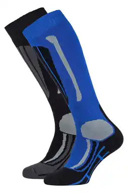 Wehkamp Falcon skisokken zwart/blauw (set van 2 paar) aanbieding