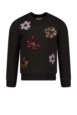 Wehkamp Jubel gebloemde sweater antraciet met pailletten aanbieding