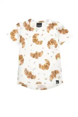 Wehkamp Babystyling baby T-shirt met all over print wit/bruin aanbieding