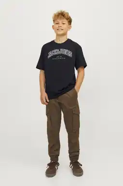 Wehkamp JACK & JONES JUNIOR T-shirt JJECALEB VARSITY met logo zwart aanbieding