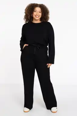 Wehkamp YOEK Lounge straight regularwaist pantalon zwart aanbieding