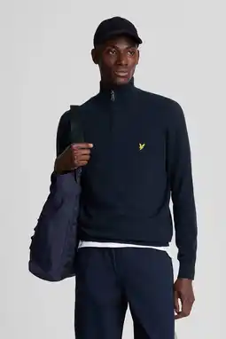 Wehkamp Lyle & Scott trui met wol fijn gebreid donkerblauw aanbieding