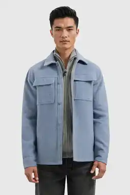 Wehkamp Pure Path overshirt met wol blauw aanbieding
