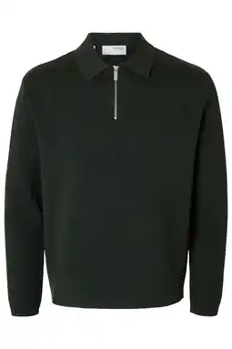 Wehkamp Selected pullover gebreid donkergroen aanbieding