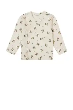 Wehkamp Noppies baby baby longsleeve Nicosia met katoen ecru/groen/bruin aanbieding