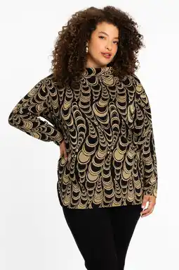 Wehkamp YOEK top met all over print goud/zwart aanbieding
