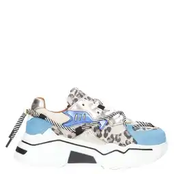 Wehkamp DWRS Jupiter leopard chunky leren sneakers beige/blauw aanbieding