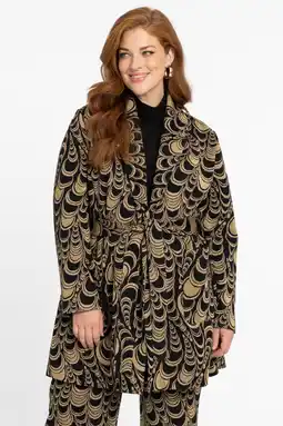 Wehkamp YOEK rechtvallende blazer met all over print goud/zwart aanbieding