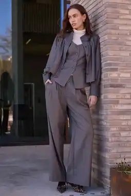 Wehkamp Bruuns Bazaar wide leg regularwaist broek grijs aanbieding