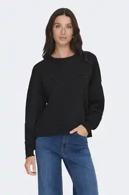 Wehkamp ONLY sweater zwart met parels aanbieding