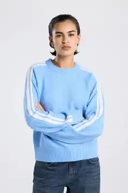 Wehkamp America Today gestreepte pullover lichtblauw aanbieding