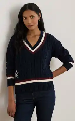Wehkamp Lauren Ralph Lauren gebreide trui donkerblauw aanbieding