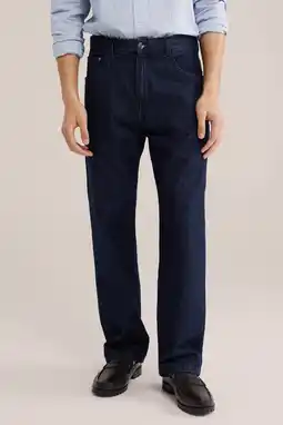 Wehkamp WE Fashion tapered loose fit jeans dark blue denim aanbieding
