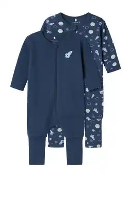 Wehkamp NAME IT BABY baby pyjama met all over print - donkerblauw/lichtblauw (set van 2) aanbieding