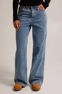 Wehkamp America Today high waist wide leg jeans Olivia light blue denim aanbieding