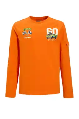 Wehkamp Orange Stars Longsleeve met borstzakje en printopdruk oranje aanbieding