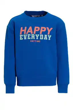 Wehkamp Anytime sweater met printopdruk blauw aanbieding