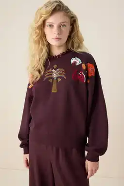 Wehkamp Sissy-Boy sweater donkerbruin met pailletten aanbieding