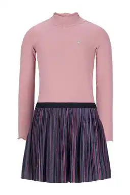 Wehkamp Like Flo midi jurk rib gebreid roze aanbieding