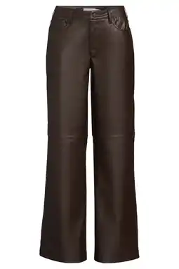 Wehkamp VILA straight coated broek donkerbruin aanbieding