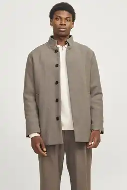 Wehkamp JACK & JONES ESSENTIALS manteljas met wol beige aanbieding