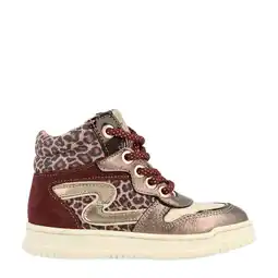 Wehkamp Develab leren sneakers aubergine/goud aanbieding