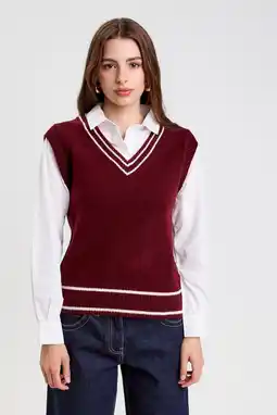 Wehkamp Cache Cache spencer met blouse inzet donkerrood aanbieding