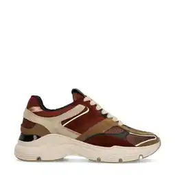 Wehkamp Manfield chunky leren sneakers bordeaux/beige aanbieding