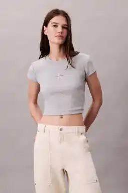 Wehkamp CALVIN KLEIN JEANS cropped top grijs aanbieding