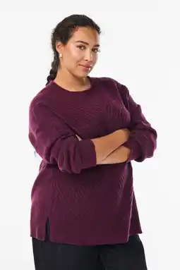 Wehkamp Zizzi trui aubergine gebreid aanbieding