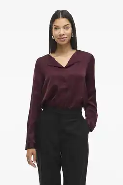 Wehkamp VILA satijnen blouse donkerrood aanbieding