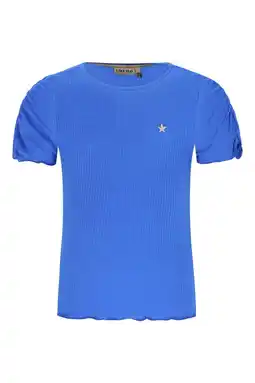 Wehkamp Like Flo T-shirt blauw rib gebreid aanbieding