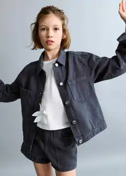 Wehkamp Mango Kids denim short donkerblauw broderie aanbieding