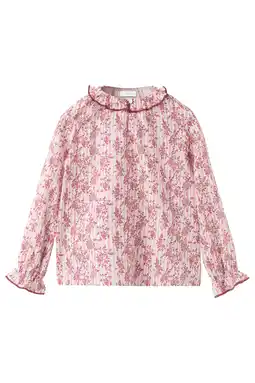 Wehkamp Mango Kids gestreepte gebloemde blousetop roze aanbieding